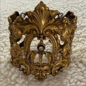 Virgin Saints & Angels Gold Crown Cuff Bracelet